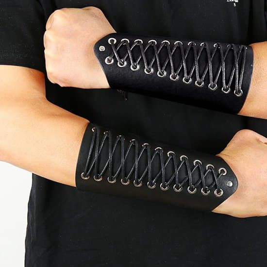 Læderarmbånd - Middelalderlig rustning - Vikingearmbånd - Sort