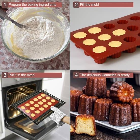18-hul Mini Silikone Cannelé Bageforme, 3,5 mm Non-Stick Muffinsforme til Franske Canele, Chokolade & Mousse