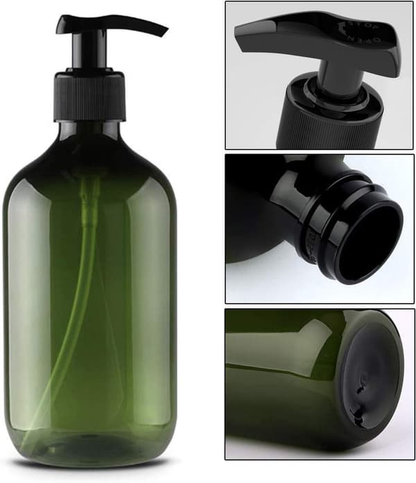4-delad 500 ml påfyllningsbar plastpumpflaskor för schampo och lotion (grön)