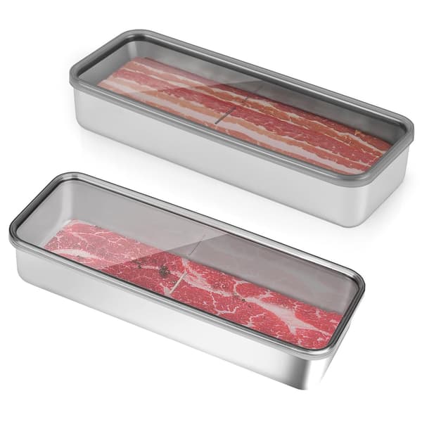 2-pack lufttät bacon- och ostmatbehållare i rostfritt stål