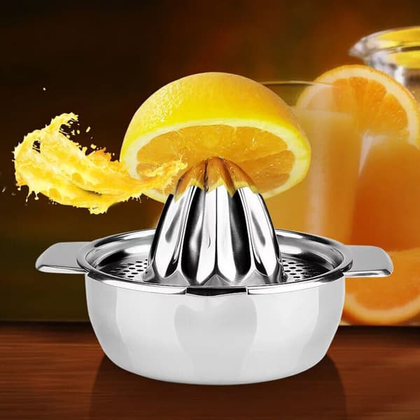 Manuel citruspresser i rustfrit stål til citroner og appelsiner