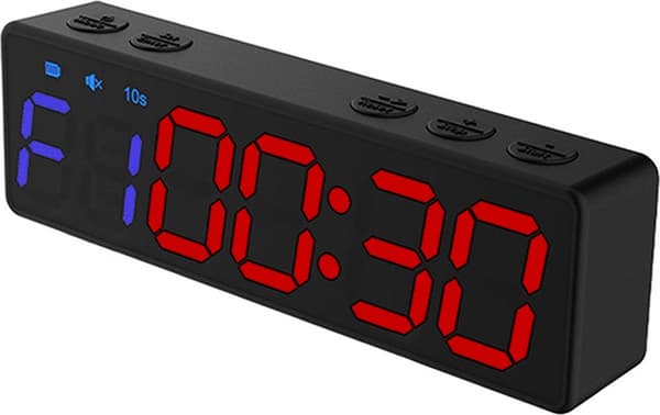 Mini bärbar träningstimer, LED digital display med stark magnet och 8 intervalllägen (röd)