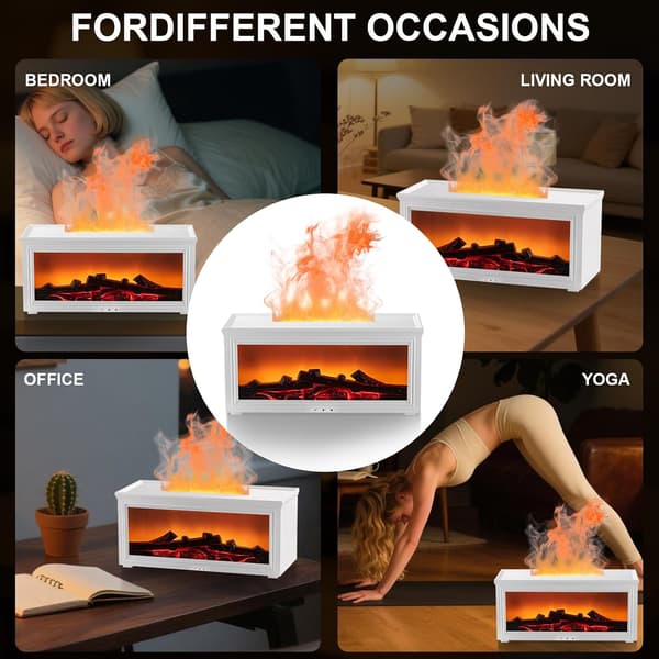 Pejs Flamme Æterisk Olie Diffuser Luftfugter - Ultralyd Aromaterapi Diffuser, 7 Farve Flammeeffekt, Fjernbetjening & Auto Sluk Timer, Til
