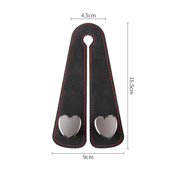 2-pack lyxiga bilkrokar i läder-metall, halkfria, för väskor, paraplyer, plånböcker, glasögon (grå).