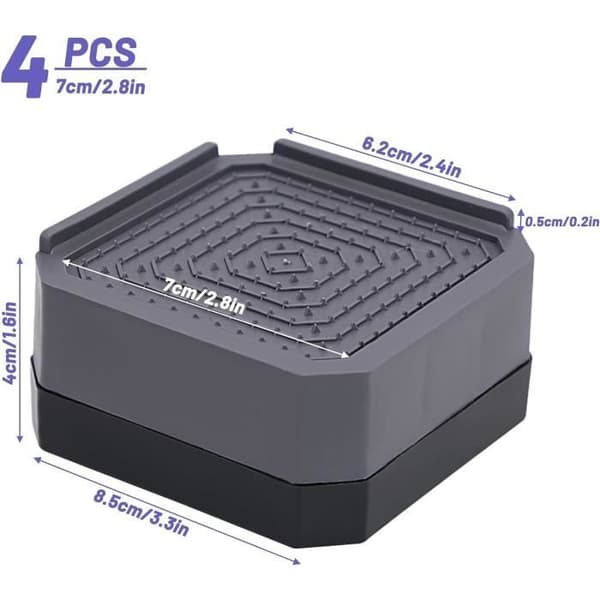 Möbelhöjare - 4-delat set - 4 cm - Halkfri - Grå plast