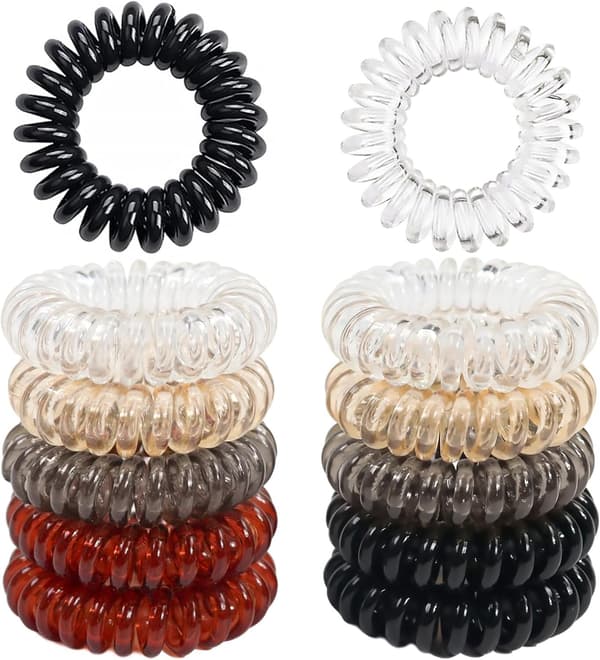 12 Hårsnoddar Spiral Spole Elastisk Slips Trådbundna Band Stretchig Plast Trasselfri
