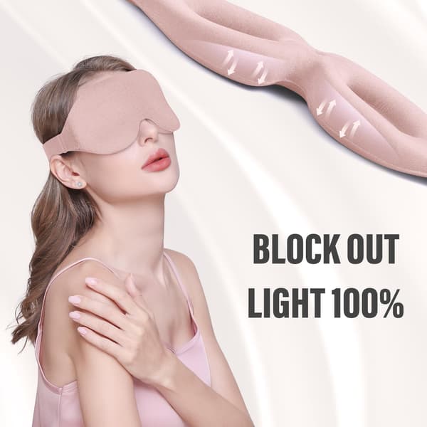 4-pak 3D side-sove øjenmasker, fuldt lysblokerende, bløde åndbare, unisex, trykfrie (pink).