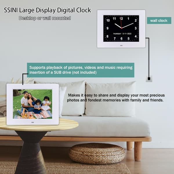 Demensklocka Stor Digital Kalender Seniorer Datum