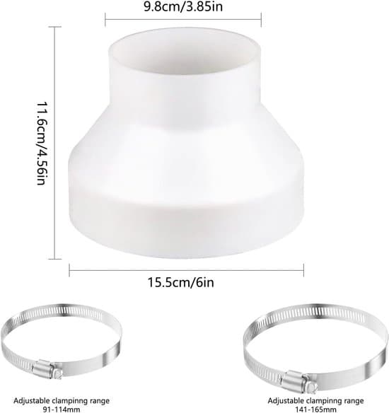 Afløbsslangeadapter 150 mm til 100 mm Reducer 150 100 Stykker Rørforbinder Klimaanlæg Universal Ventilationssystem Emhætte ABS