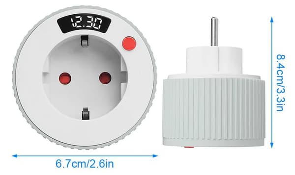 Nedtællingstimerstik med LED-display, 1 minut til 24 timers timer, mini digital timerstik egnet til alle husholdningsapparater.