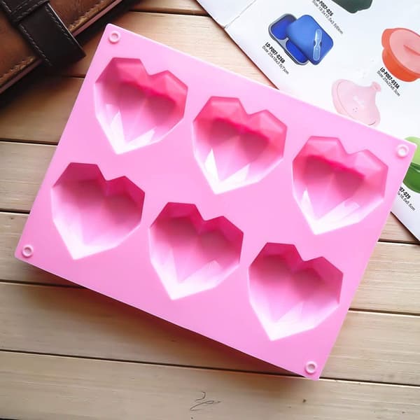 Hjerteformet silikoneform, Velegnet til chokolade, muffebagning, slikbagning, pink