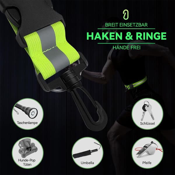 2 reflekterande armband för utomhussport och säkerhet, grön