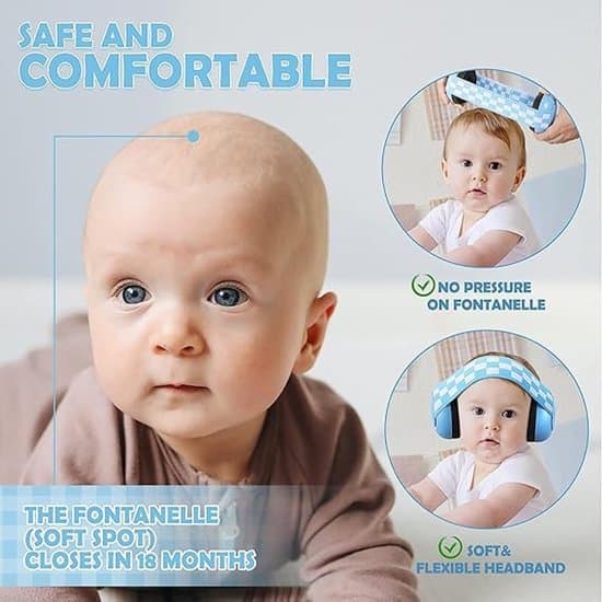 19*9 cm Blå Fleksible Støjreducerende Ørepropper til Nyfødte Babyer