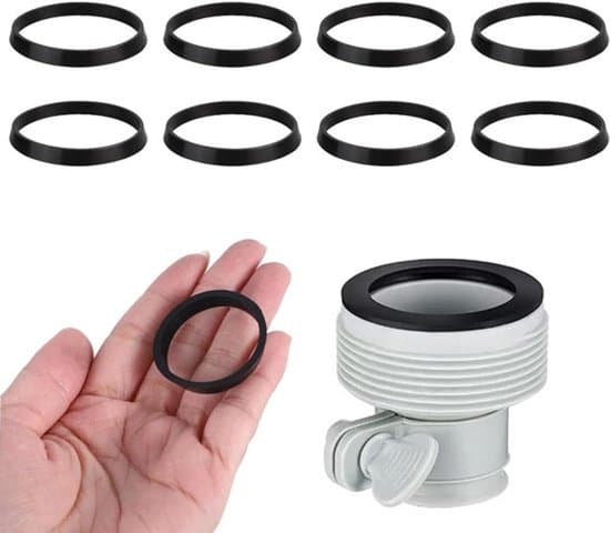 Diskbänksavlopp O-ringar - 8-pack - med luktsensor - Svart - Hög kvalitet