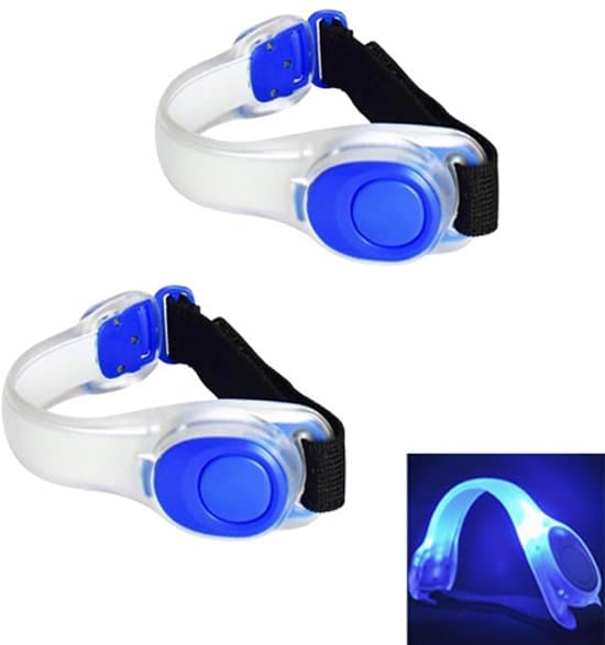 2-pack USB uppladdningsbara LED reflekterande löpararmband för utomhussäkerhet - Blå
