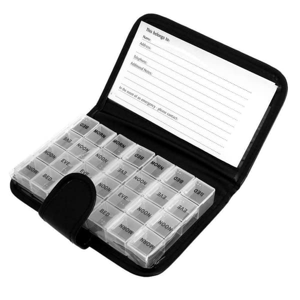 Grid Daglig Pillerask med PU-läder - Vit