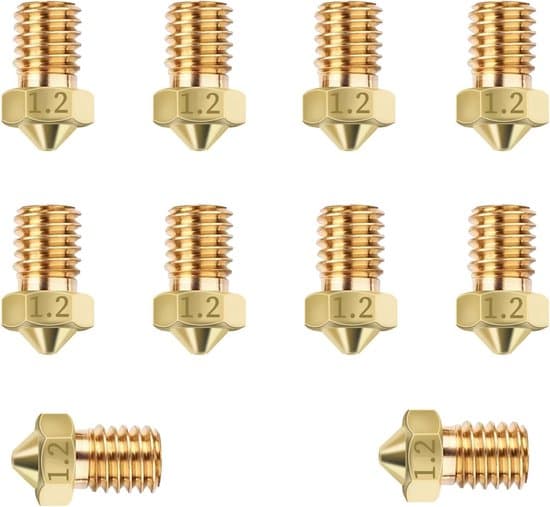 3D-printer reservedele - 3D-printer dyser - 10-pak M6 messingdyser 1,2 mm, egnet til 1,75 mm ekstruder