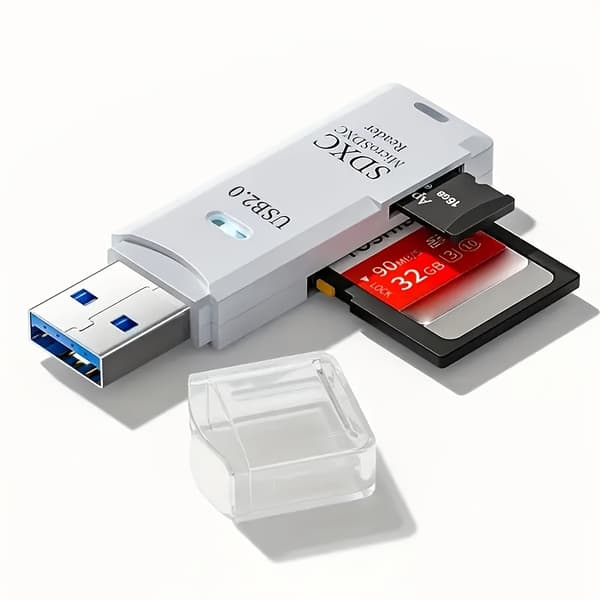 Mångsidig 2-i-1 höghastighets USB3.0-kortläsare stöder TF+SD dator surfplatta kamera laptop bil