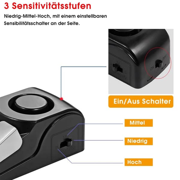 2 installerade smarta dörrstoppslarm, dörrstopp med tryckknapp, stöldlarm, 120 dB, batterier ingår ej