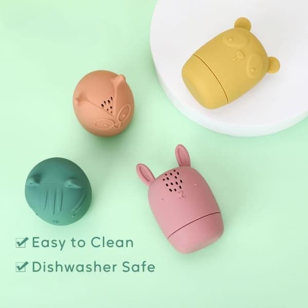 Silikone badelegetøj, klembart badelegetøj til småbørn 6-12-18 måneder+, børnevenligt badelegetøj, babyshower legetøj til børn 1-3 år