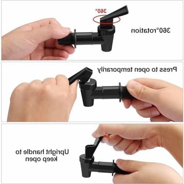6-delt plastikhane til drikkevaredispenser, sort vanddispenser erstatningshane