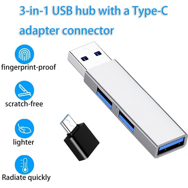 2 stk. adapter splitter 3.0 interface hub computer multifunktionel dockingstation en til tre USB-forlænger (uden usb-c interface)