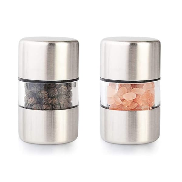 1-pack manuell salt- och pepparkvarn i rostfritt stål, bärbar