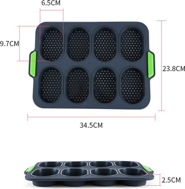 Sæt med to mini baguette bageforme m/ perforeret non-stick bageform, Velegnet til bageri