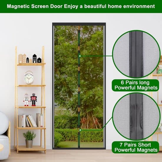 Magnetisk Fluetæppe i Glasfibernet med Velcro (Sort, 80x200cm)