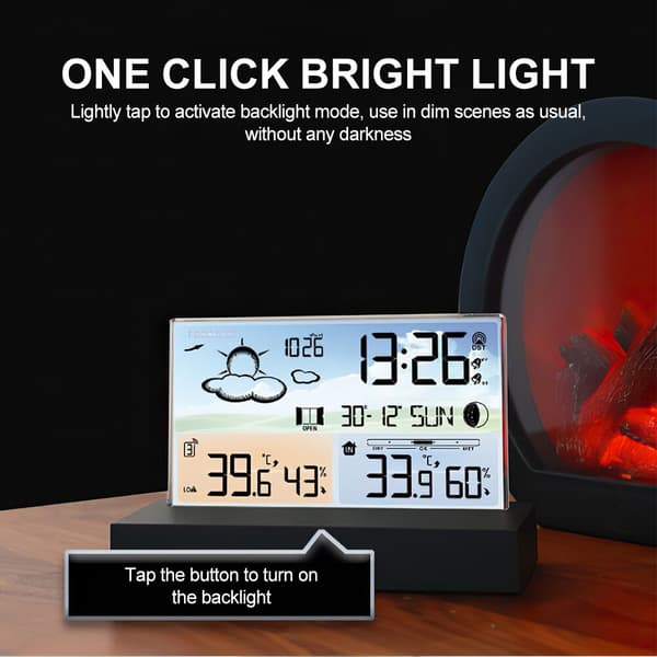 Trådlös Digital Inomhus Utomhus Väderstation Klocka Termometer Hygrometer