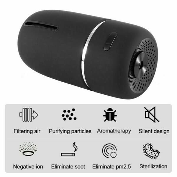 Luftrenser Essentiel USB Olie Diffuser Bil Hjem Luftfugter Friskere Aroma Sort