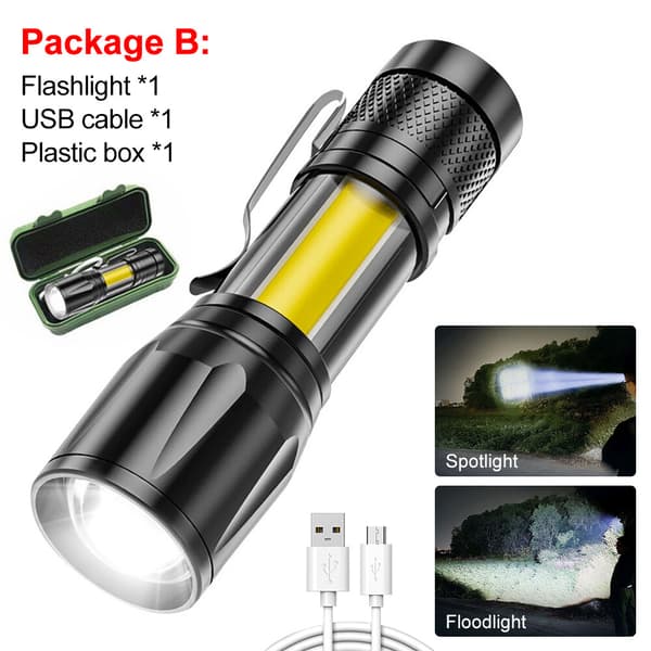 Erittäin kirkas LED-taktinen taskulamppu, USB-ladattava