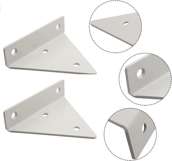 4-delad hyllkonsol (10*8 cm) - Väggmonterad flytande dold metall triangulär konsol med skruvar - För vardagsrum, badrum och sovrum - Vit