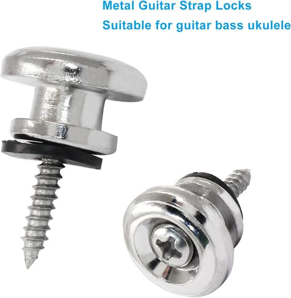 10-pack metallgitarrbandlås, svampstil elgitarrband med knappar för gitarrbasukulele (silver)