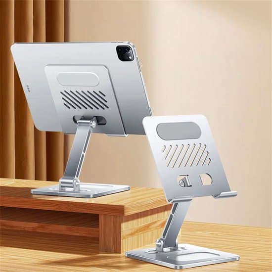 Tabletstativ - Bordtabletstativ - Justerbart tabletstativ - Roterende tabletstativ - Sølv