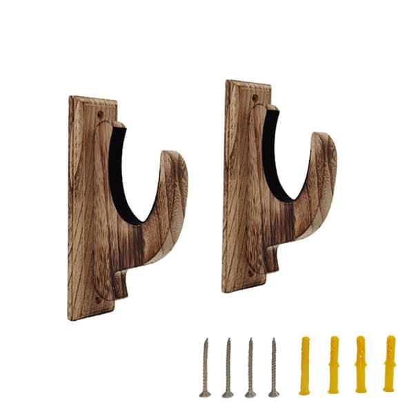 Gardinstångsfäste i trä, brun, för 5,6 cm stänger, med skruvar (2-pack)
