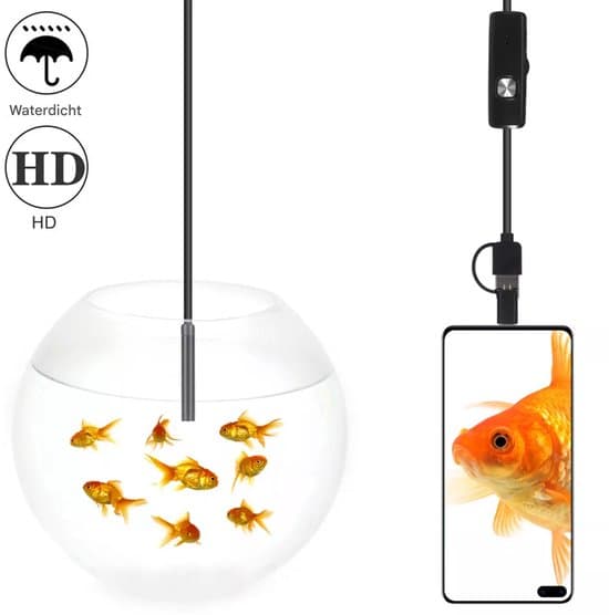 Endoskop - 2m kabel - 5.5mm interface - 6 LED lys - Vandtæt - Endoskopkamera - Til Android systemer