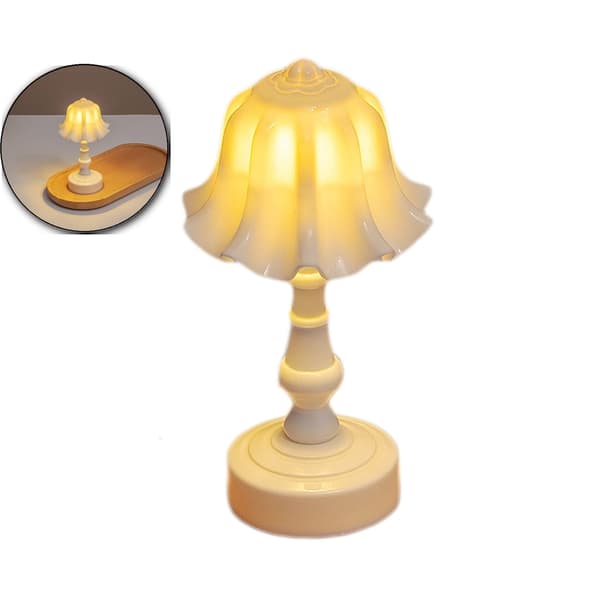 2-pack, bordslampa, retro klockblomma formad liten sänglampa, lämplig för sovrum (vit)