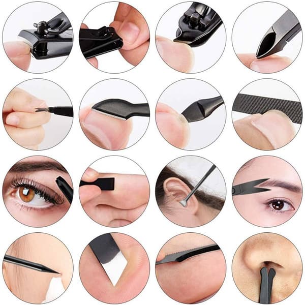 16 dele manicure sæt pedicure kit negleklippere rustfrit stål