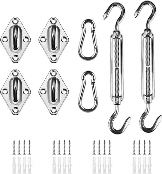 Markise Monteringssæt - Kraftigt Solsejl Hardware Kit - 5 dele - 304 Rustfrit Stål