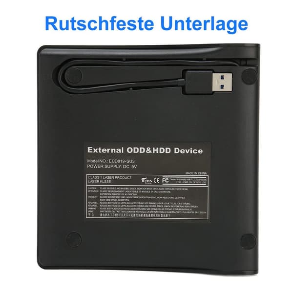 Eksternt DVD/CD-drev, USB 3.0 og USB-C, +/- RW ROM, til MacBook, Windows 11/10/8/7/XP, Linux