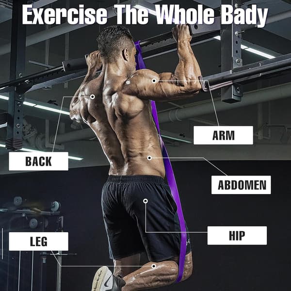 4-delt modstandsbåndssæt til pull-ups og styrketræning - Gul Rød Sort Lilla