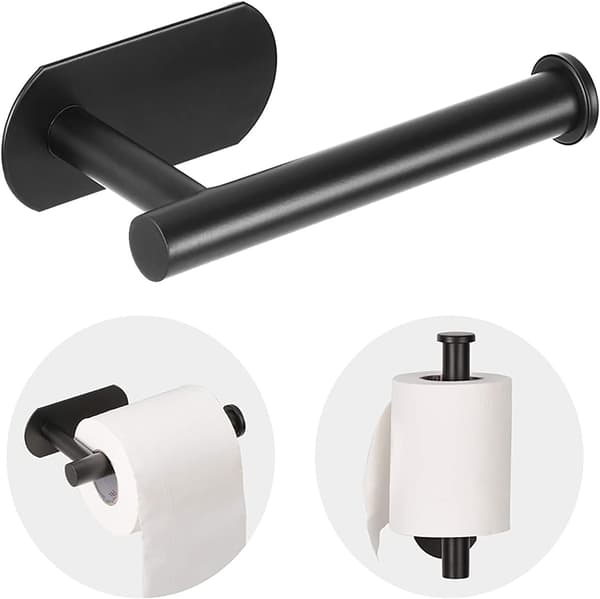 Selvklæbende vægmonteret toiletpapirholder i rustfrit stål (mat sort)