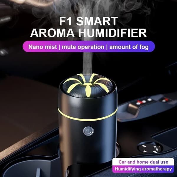 Bil/Hjem Aroma Diffuser m/ 7-farvet LED-lys - Sort