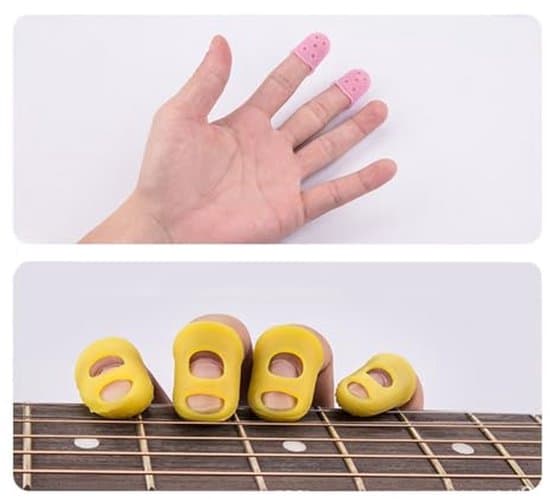 10 silikonfingerskydd för gitarr, funktionella fingerskydd, gitarrfingertoppsskydd, lämpliga för gitarr- och ukulelespel.