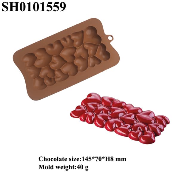 2 stk. hjerte chokoladeforme, non-stick belægning, velegnet til Valentinsdag