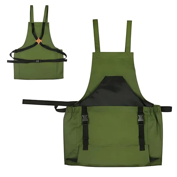 Haveforklæde, haveforklæde med værktøjstaske, høstforklæde, havearbejdsforklæde, unisex WP-forklæde, grøn