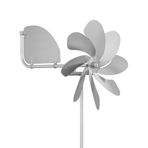 Vindmølle i rustfrit stål (rotordiameter 20 cm), med kuglelejer og en vindfane (roterer 360°).