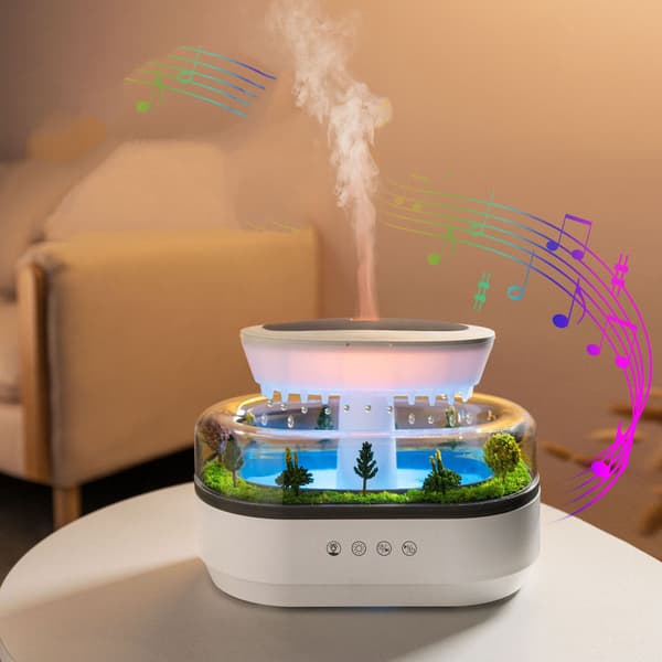 Landskabs Aroma Diffuser, Farverig Atmosfære, Hjem Soveværelse Regndråbe Aroma Diffuser Luftfugter - Hvid