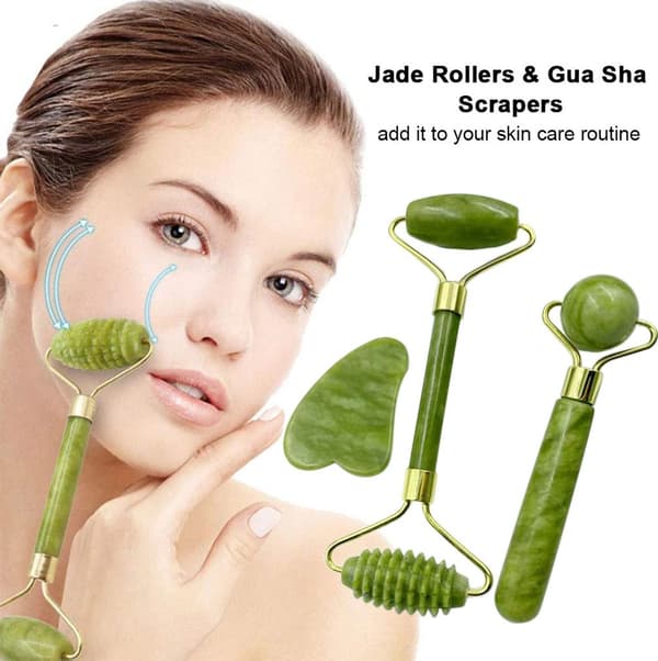 Jaderulle & Gua Sha-bräda set, jadematerial, anti-aging ansiktsvård